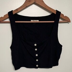 Madewell Black Button-Up Women's Crop Top